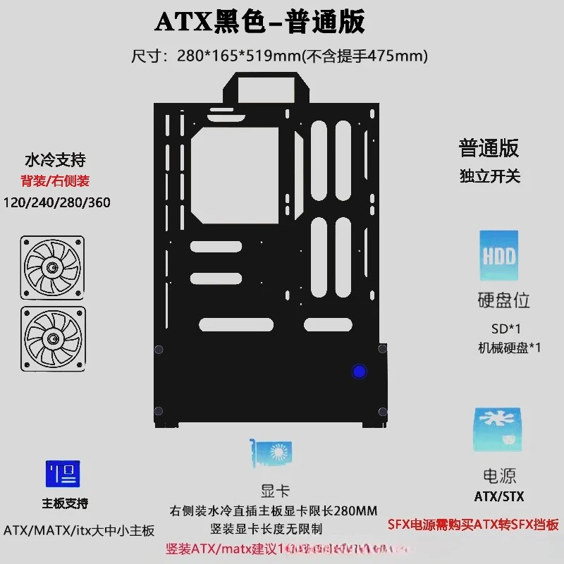 Open Chassis 240/360 Water-Coo - Atx Case review and price